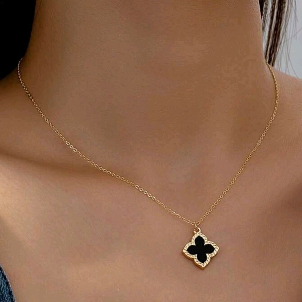 Gold & Black Clover Necklace